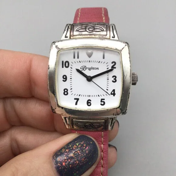 Brighton Orchard Watch Women 30mm Silver Tone Square Dial Leather New Battery - Picture 8 of 14